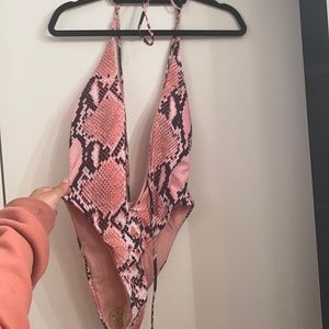 Pink snakeskin bathing suit one piece